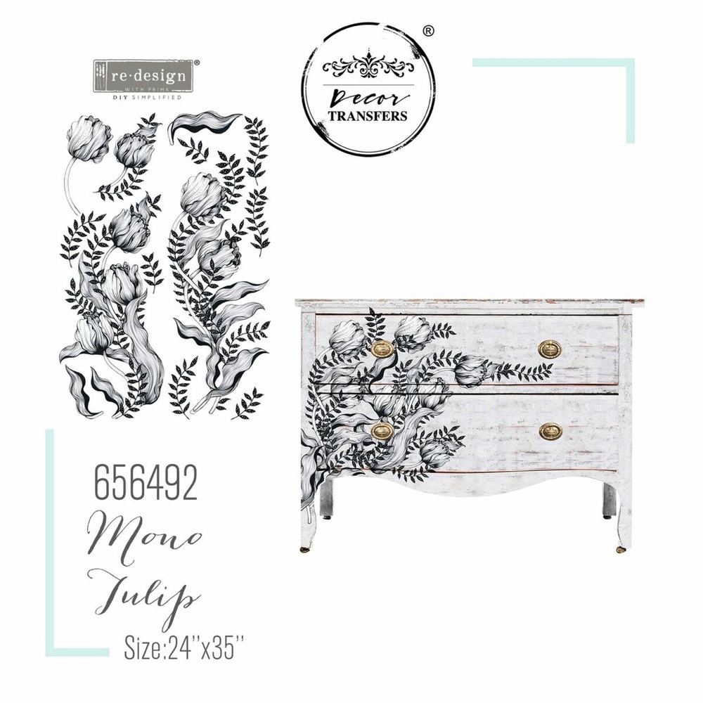 TWO TRANSFERS~Redesign with Prima Decor Transfer ~ MONO TULIP 24” x 35”